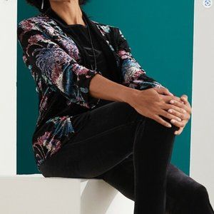 NEW CHICO'S FLORAL SOUND VELVET BURNOUT KIMONO OPEN JACKET MEDIUM